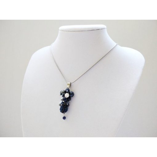 "Kékfrankos" nemesacél kígyólánc szőlőfürtös medállal