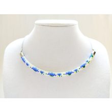 "Búzavirág" gyöngyhorgolt nyaklánc kígyólánccal