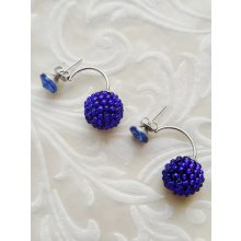 Királykék dupla gyöngy fülbevaló 