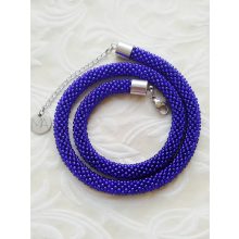 Királykék gyöngyhorgolt ékszerszett, nyaklánc és karkötő