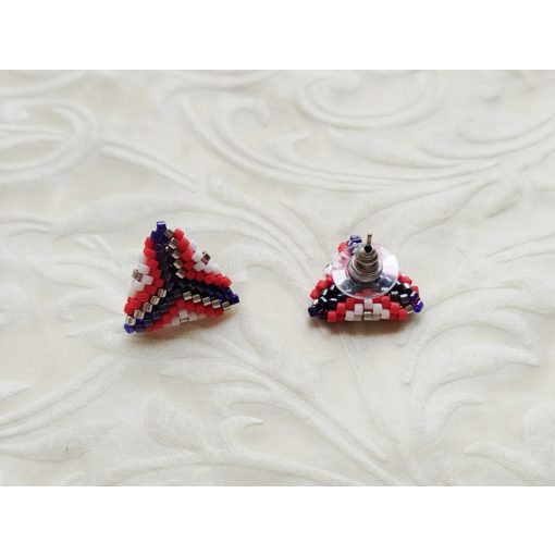 "Azték" mintás háromszög fülbevaló - piros