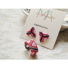 "Azték" mintás háromszög fülbevaló - piros