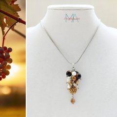   "Tokaji aszú" nemesacél kígyólánc szőlőfürtös medállal