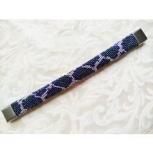 "Kígyóbőr" kék-ezüst gyöngyhorgolt karkötő