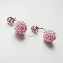 Halvány rózsaszín dupla gyöngy fülbevaló 