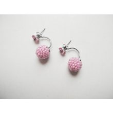 Halvány rózsaszín dupla gyöngy fülbevaló 