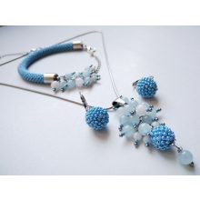 "Akvamarin" nemesacél kígyólánc szőlőfürtös medállal